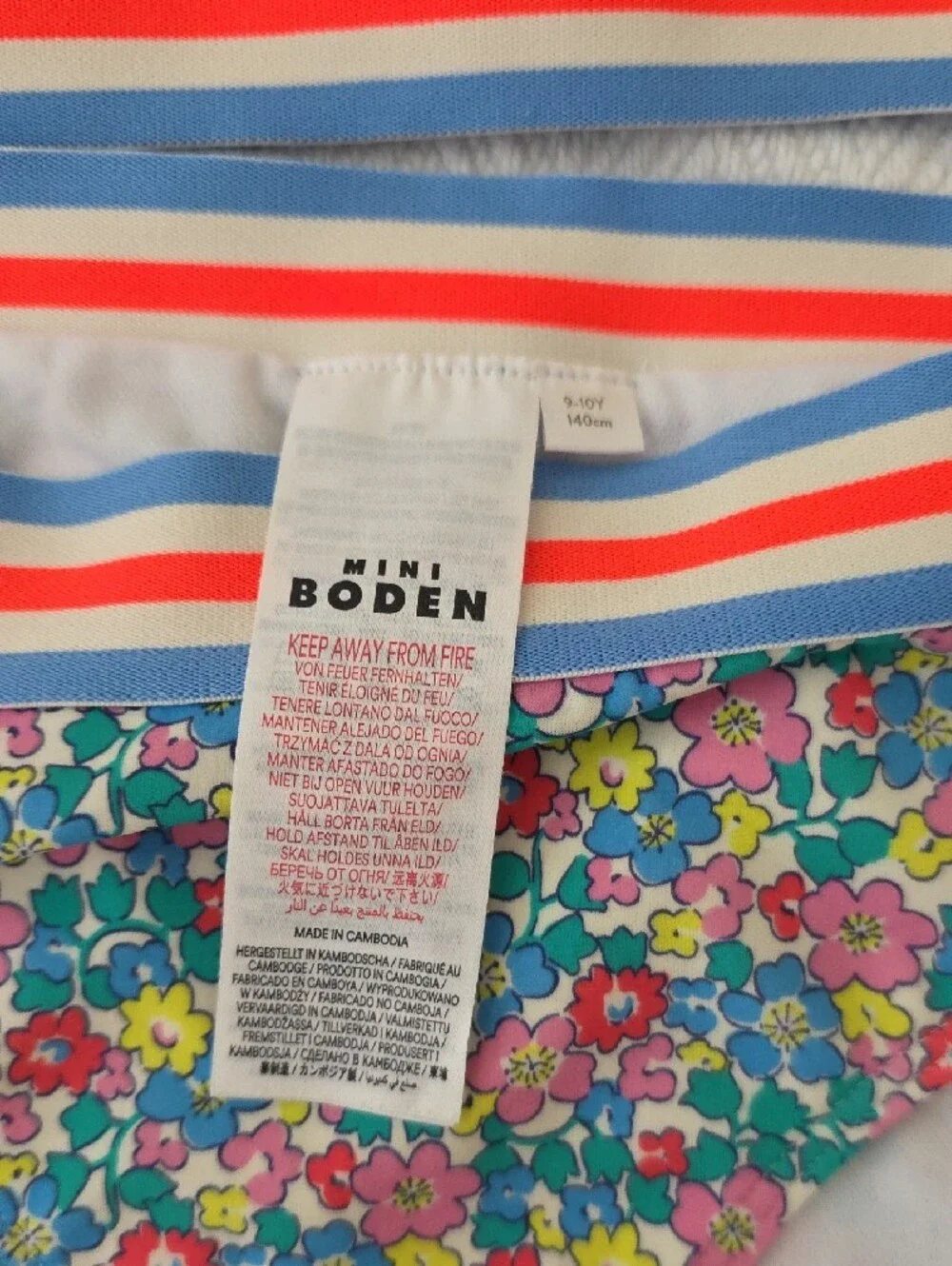 MINI BODEN SIZE 9-10Y Cropped Rash Vest Set in Multi Flowerbed